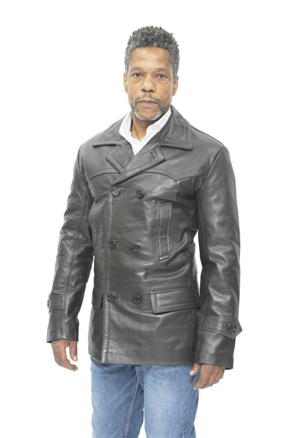 Infinity Leather Mens Cowhide Leather Peacoat-Krakaw