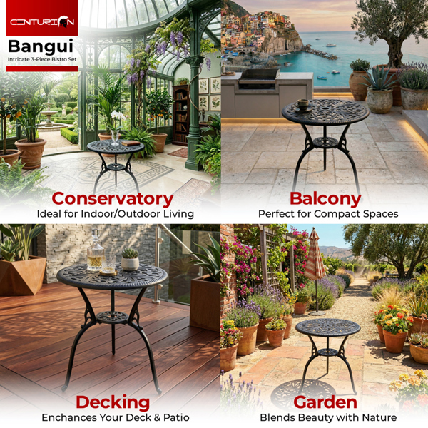Centurion Supports BANGUI Black Garden and Patio Cast Aluminium Bistro Table
