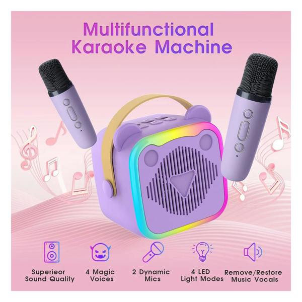Dragodirect K10 Portable Karaoke Machine 2 Wireless Mics Colorful RGB