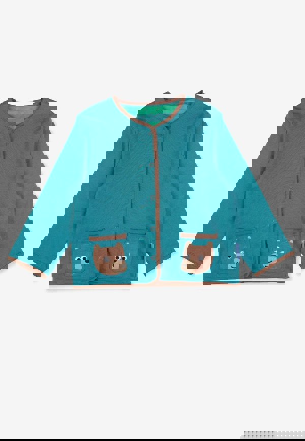 Organic Brown Bear Applique Reversible Jacket - Toby Tiger