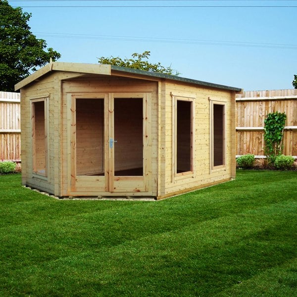 Shire 10x14 Rivington Corner log cabin 28mm logs - Best Shed