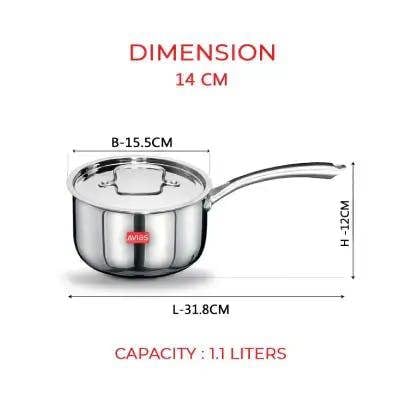 AVIAS TRIPLY SAUCEPAN WITH SS LID 14CM (1.1L)