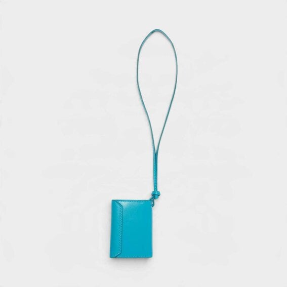 Jacquemus Logo Le Porte Leather Lanyard Wallet Turquoise