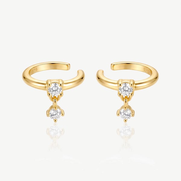 MUCHV Ear Cuffs With Dangling Stone Charms