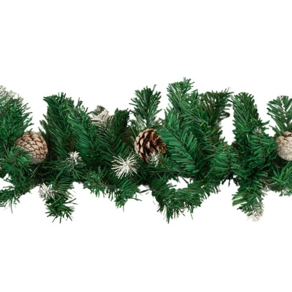 Samuel Alexander 2.7m Snow Tipped Christmas Garland with Pine Cones and Mixed Needles