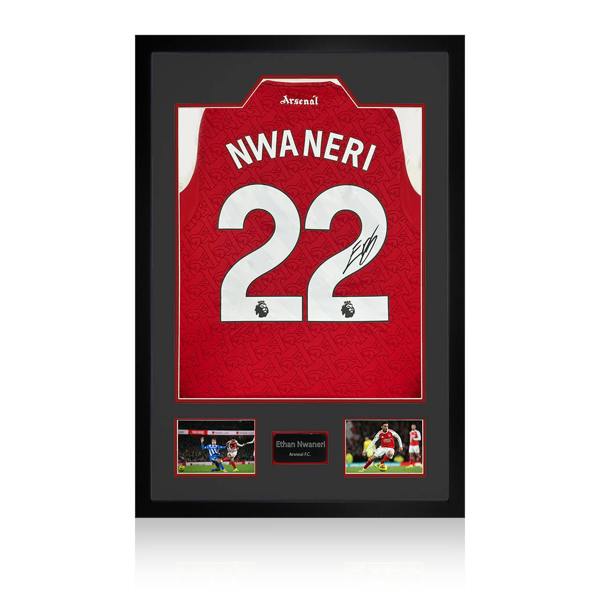 Ethan Nwaneri Signed Arsenal Shirt Premium Frame