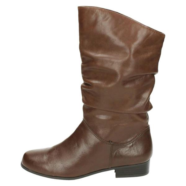 Spot On Ladies Leather Collection Pull Up Calf Length Boots