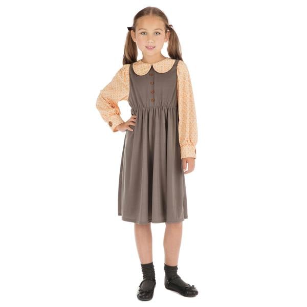 Bristol Novelty Girls Victorian Schoolgirl Costume - Orange/Brown - 