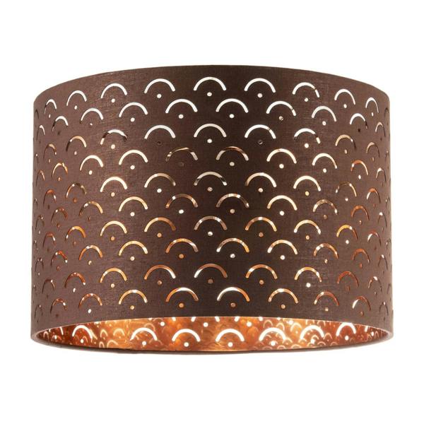 Chocolate Brown Cotton Fabric Lamp Shade with Geometric Arch Pattern Image 1