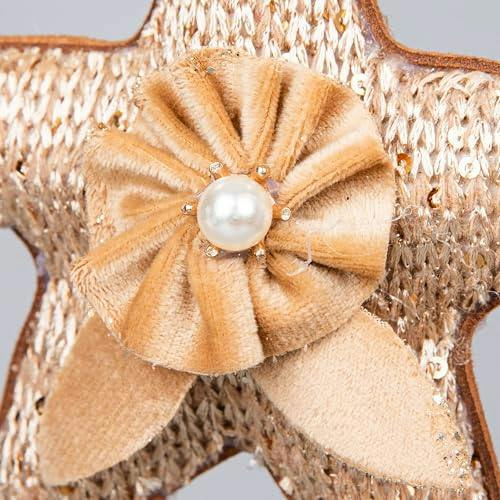 12cm Gold Star Christmas Hanging Decoration, Gold Jute Effect Festive Ornament for Trees, Wreaths and Garlands image 4