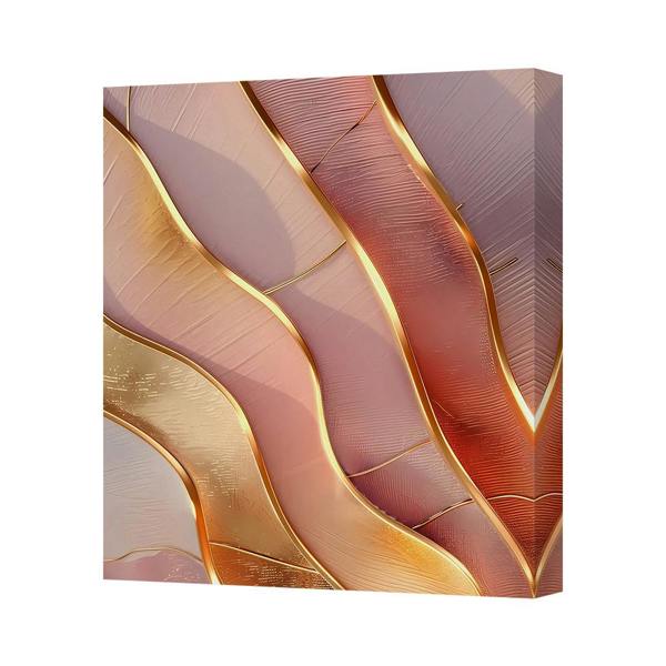 Benjamin Tate Design Abstract Gold Curved Lines Canvas Art Print On Deep Gallery Frame