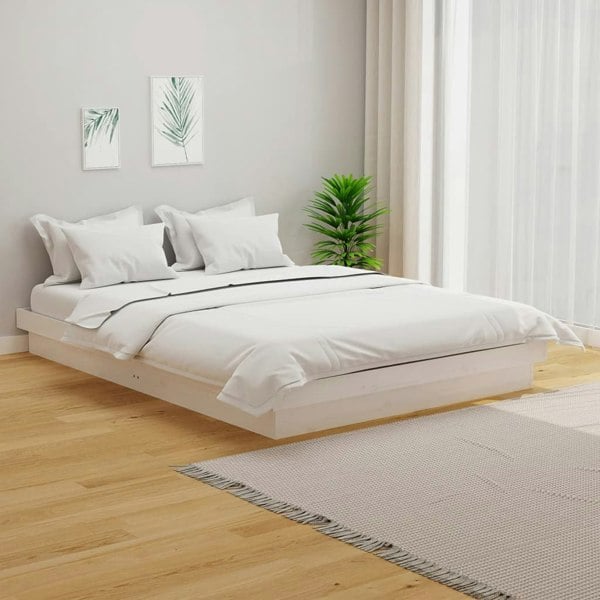 Berkfield Bed Frame White Solid Wood 120x190 cm Small Double