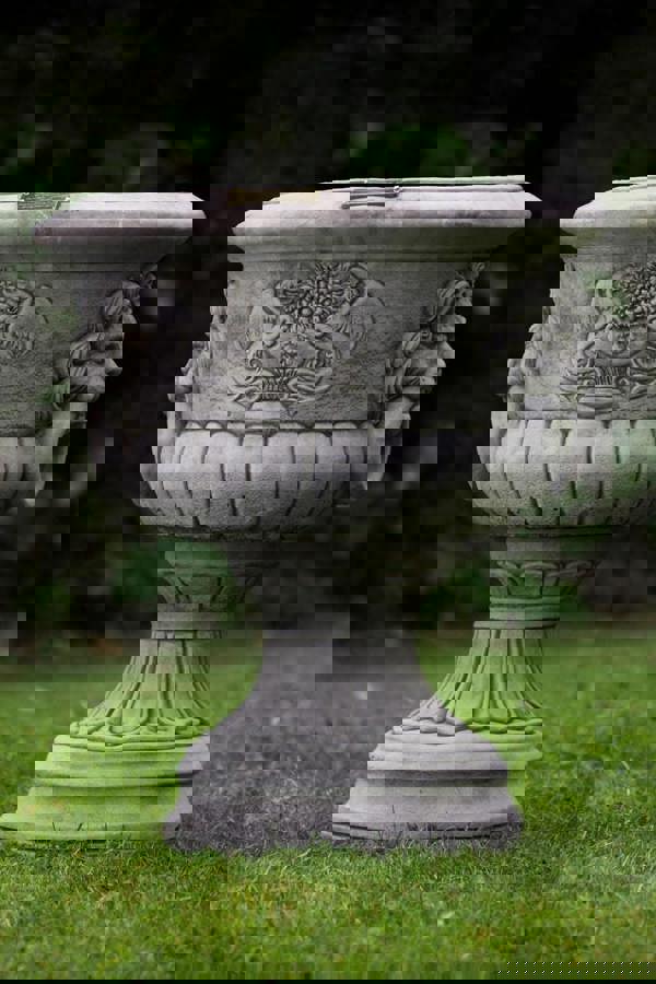 Pair of Lion Head design Stone Vases