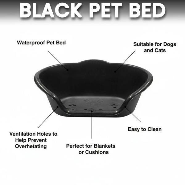 Ketoplastics Small Dog Bed Plastic Pet Bed - Black