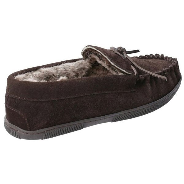 Hush Puppies Mens Ace Slip On Leather Slipper - Chocolate