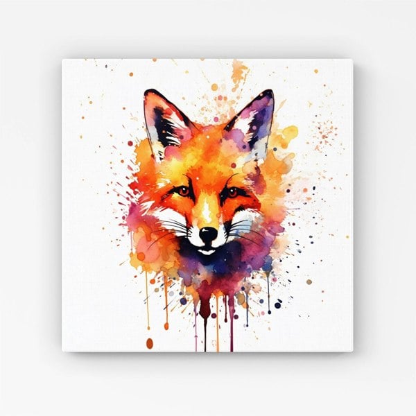 Warren Reed Watercolour Splashart Fox Face Canvas