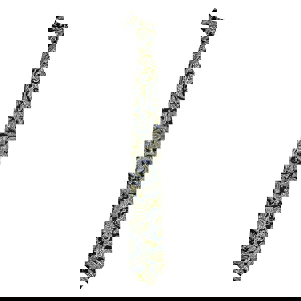 David WeJ Paisley Printed Tie - Navy Yellow