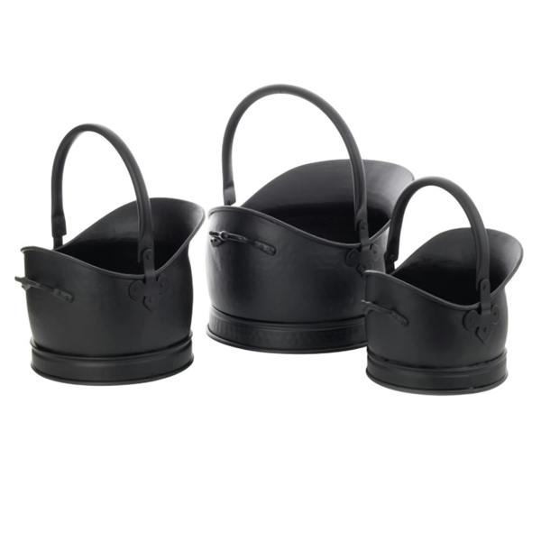 Leecroft Cromwell Bucket Black Set of 3 - One Colour