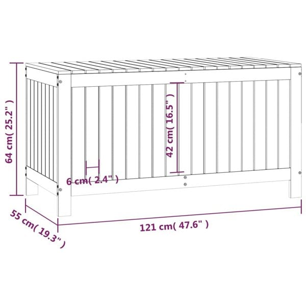 Berkfield Garden Storage Box White 121x55x64 cm Solid Wood Pine