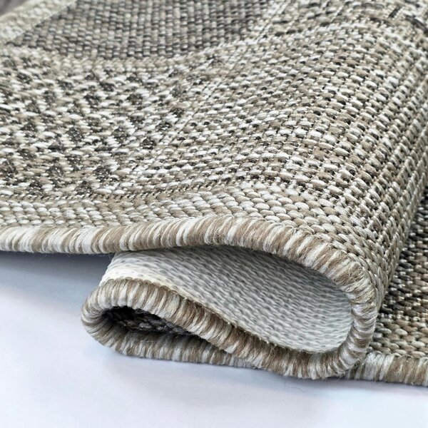 Non-Slip Beige Brown Rug Flat Weave Checkered Kitchen Dining Room Living Room Area Mat