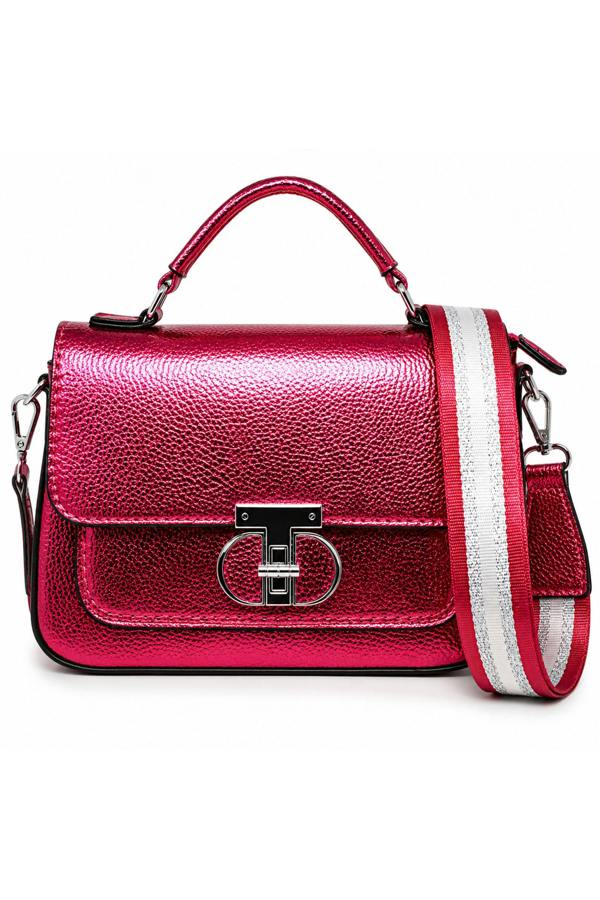 Kitise Metallic Crossbody Bag with Adjustable Wide Strap Turn Lock