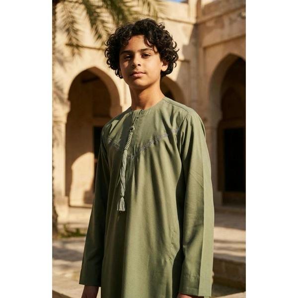 TT-008 - Boy's Emirati Omani Tassel Thobe - Olive - Thobez - 2