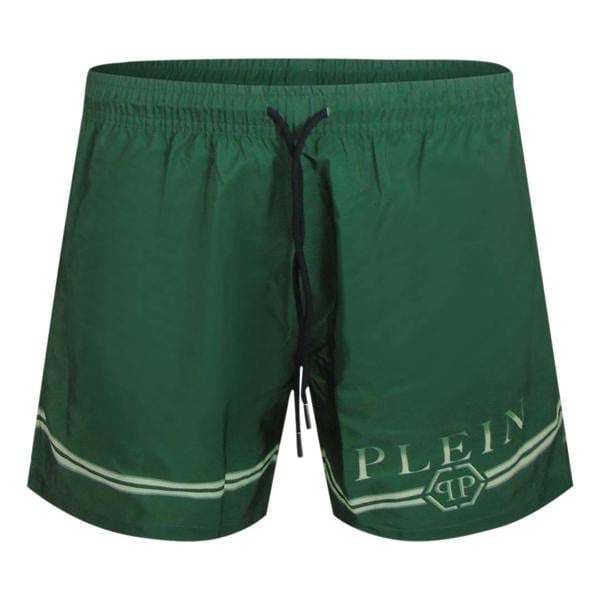 Philipp Plein Striped Logo Medium Boardshort Green Swim Shorts L