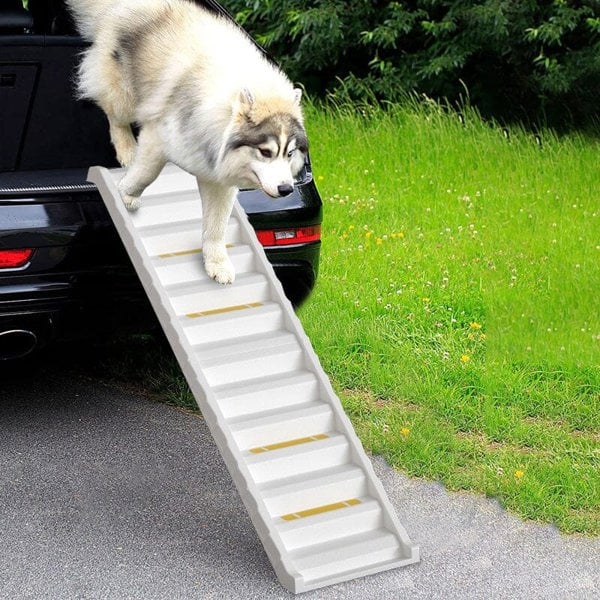 Folding Portable Dog Pet Stairs Ramp White Living and Home