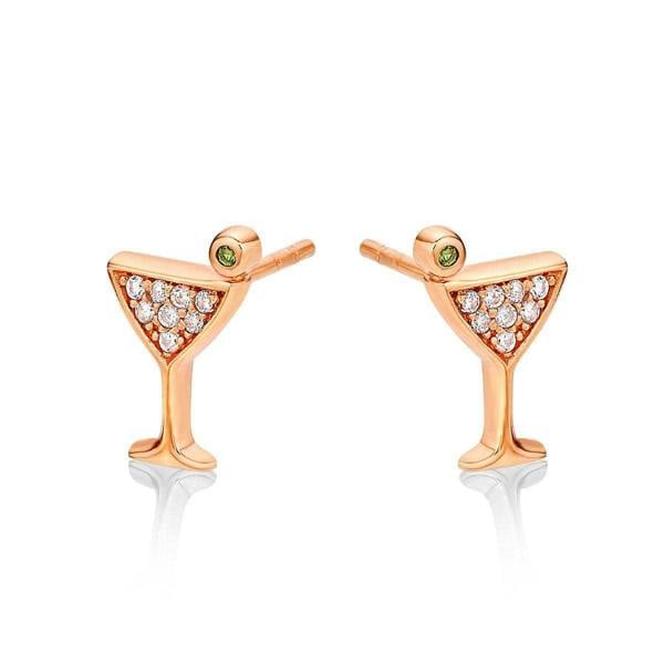 Rose Gold Cocktail Glass Stud Earrings for Women - namana.london