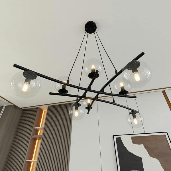 Emibig ESSA Pendant lamp 8 x E14 Black with Transparent Shade