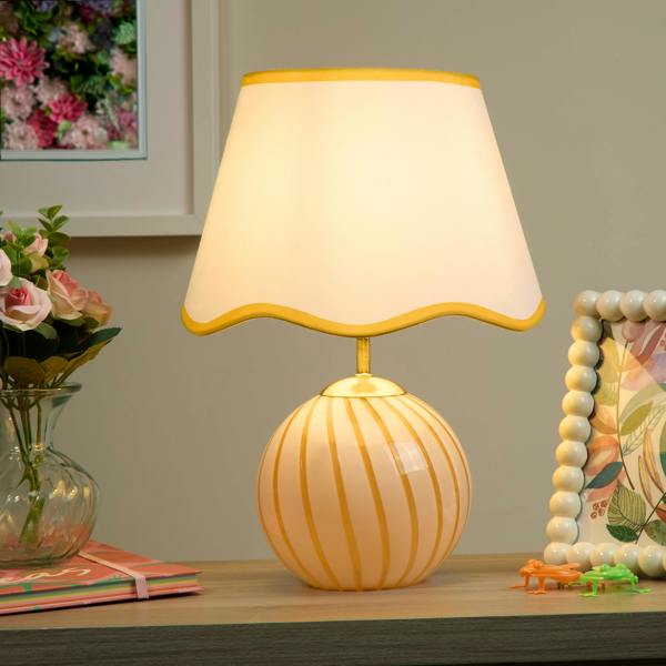 Galway Yellow Striped Glass Table Lamp