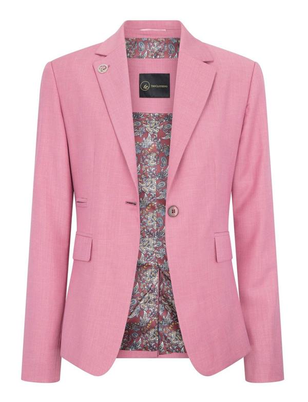 TruClothing Women's 3 Piece Tailored Fit Plain Pink Formal Office Suit