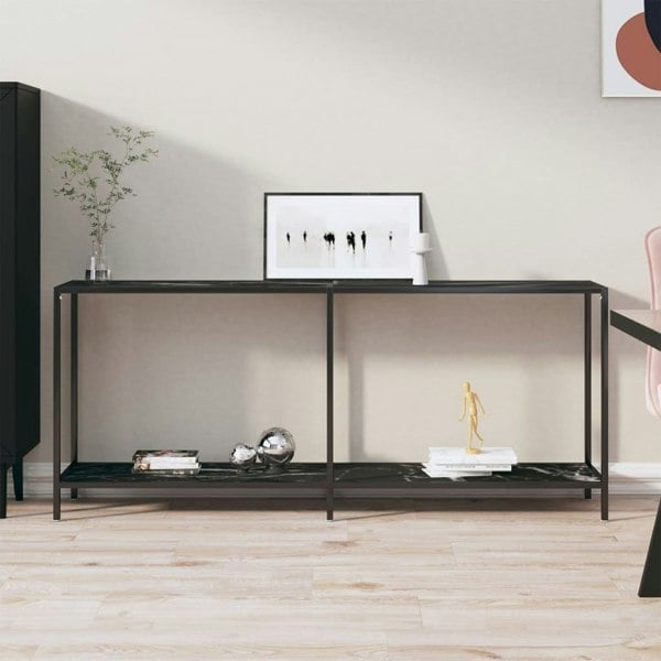 Berkfield Console Table Black 180x35x75.5 cm Tempered Glass