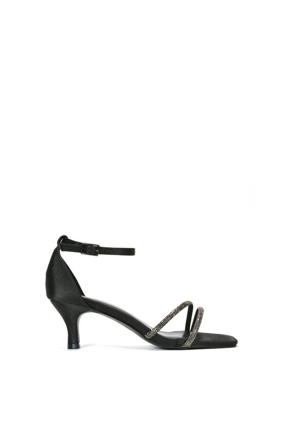 XY LONDON Diamante Kitten Heel Ankle Strap Sandals