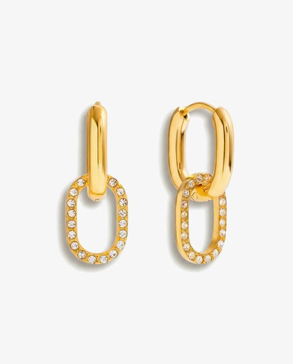 Elk & Bloom Dainty 14k Gold Gemstone Double Loop Hoops