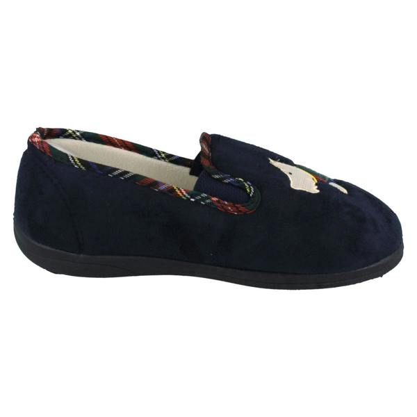 Padders Ladies Padders Wide Fitting Slippers With Dog Detail Dandie