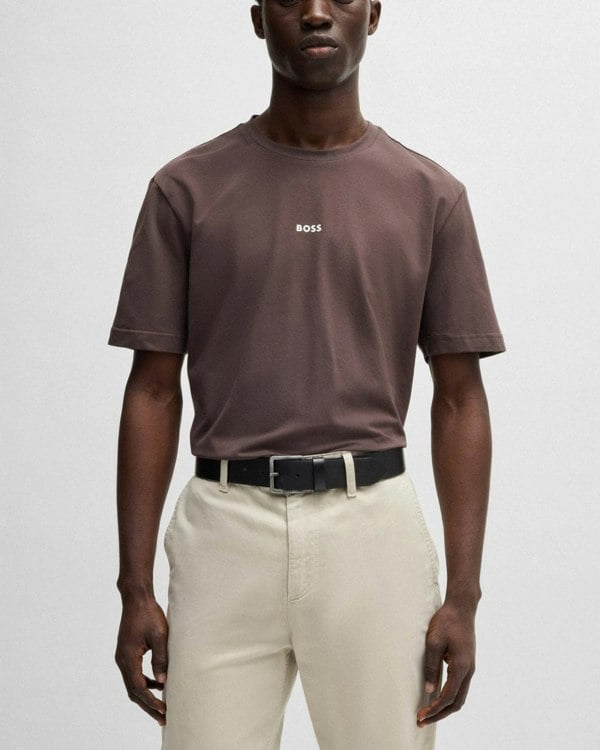 BOSS Orange Jeeko Mens Leather Belt with Logo Buckle NOS - Black 001