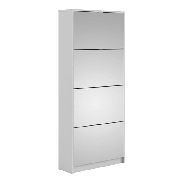 Wyld Haus Prague White Shoe Cabinet 4 Flip Down Mirror Doors