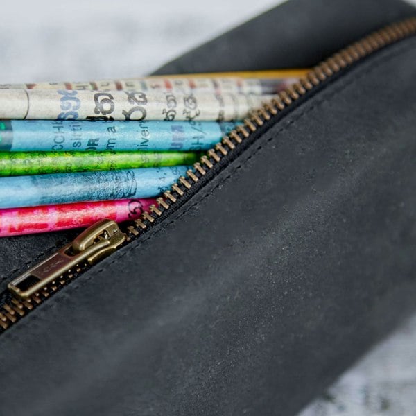 Paper High Buffalo Leather Square Pencil Case