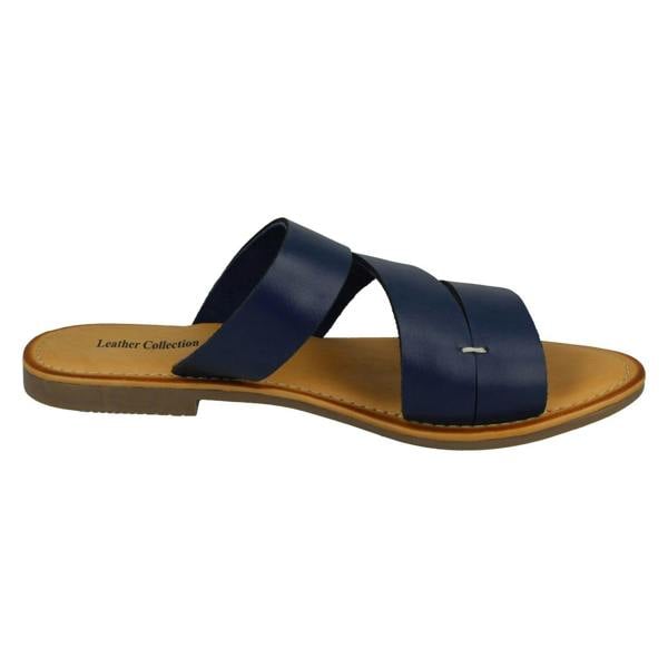 Leather Collection Ladies Leather Collection Flat Strappy Mules F00350