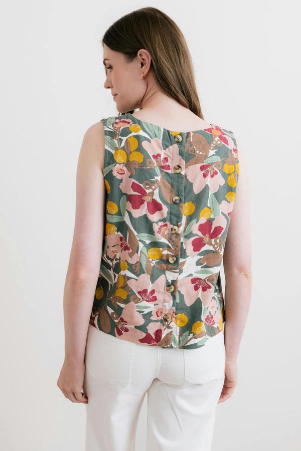 Lily & Me Cora Linen Blend Vest Laurel Green