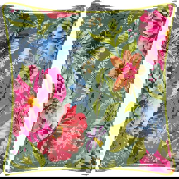 Wylder Nectar Garden Petunia Piped Velvet Floral Cushion Cover - Teal