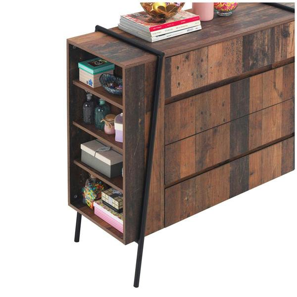 Timber Art Design Abbey Rustic Chest of Drawers 4 Drawer Bedroom Living Room Storage Industrial
