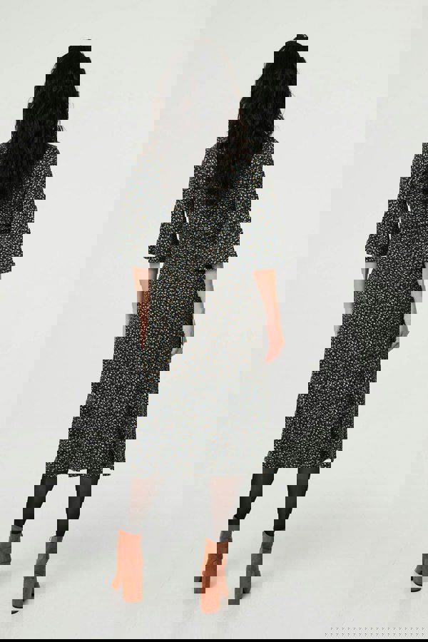 Navy | Ditsy Floral Angel Sleeve Midi Dress
