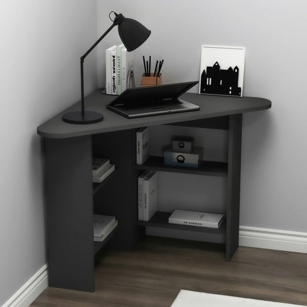 Destina Home Corner Computer Desk with Shelves-Gredos
