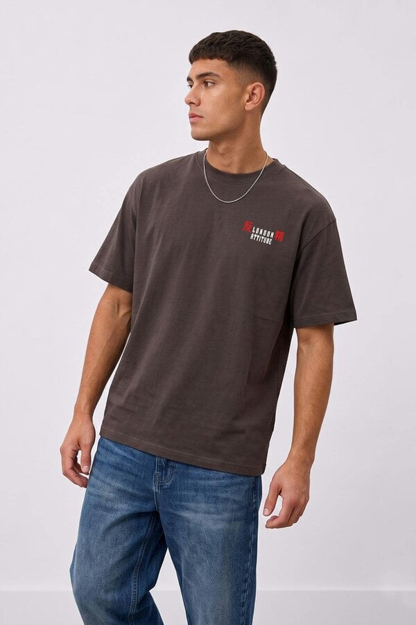 London Attitude Tokyo After Dark Dragon Oversized Heavyweight Graphic T-Shirt