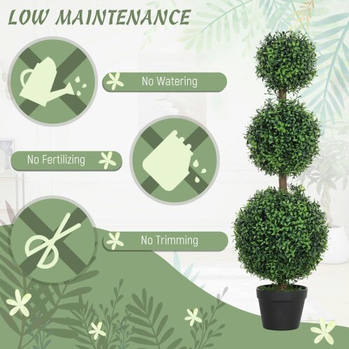 Wyld Haus Rafile Set Of 2 Artificial Boxwood Topiary Trees With Triple Ball Design H8 100cm