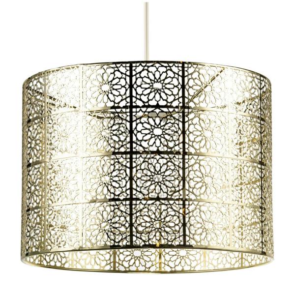 Moroccan Inspired Ceiling Pendant Light Shade in Plated Gold Finish Image 1