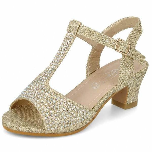 Spot On Girls Spot On Mid Heel T Bar Sandal With Buckle Ankle Strap H1123