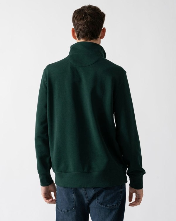 GANT Mens Regular Fit Shield Logo Half Zip Sweatshirt - 374 Tartan Green